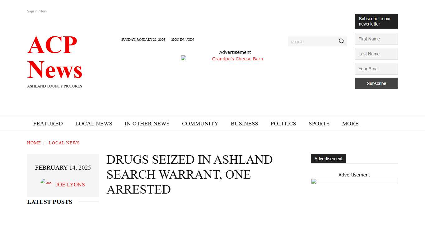 Drugs Seized in Ashland Search Warrant, One Arrested - Ashland County Pictures